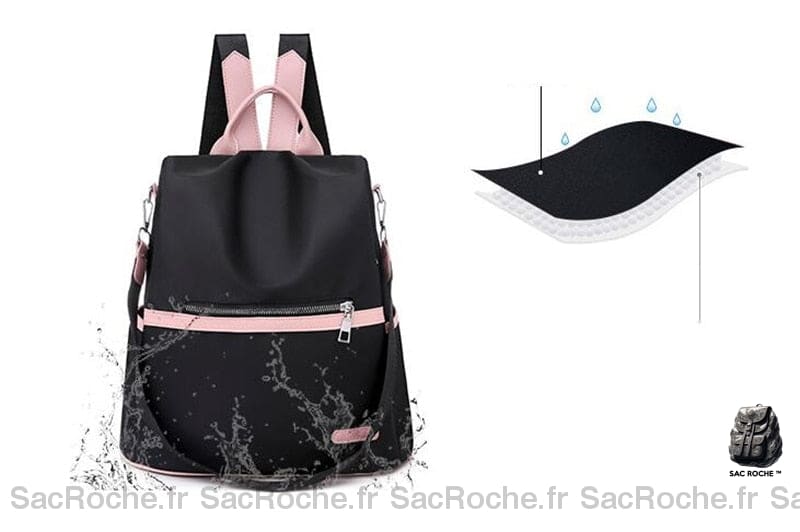 Sac À Dos Rose Noir Étanche Femme