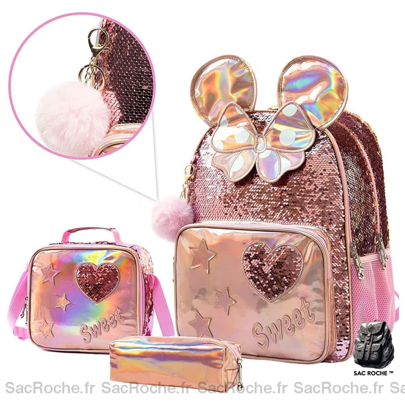 Sac À Dos Rose Paillettes Petite Fille Enfant