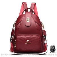 Sac à dos rouge femme avec poches - Sac Roche ™