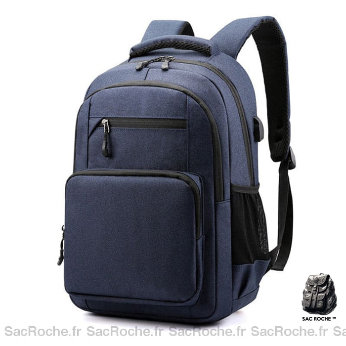 Sac À Dos Scolaire 2 Compartiments - Bleu/Noir/Gris Sacs