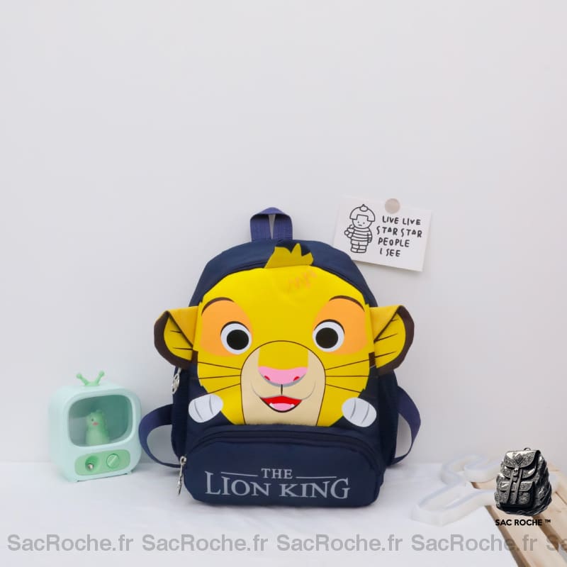 Sac à dos Simba pour enfant - Bleu marine - Animal en peluche Sac