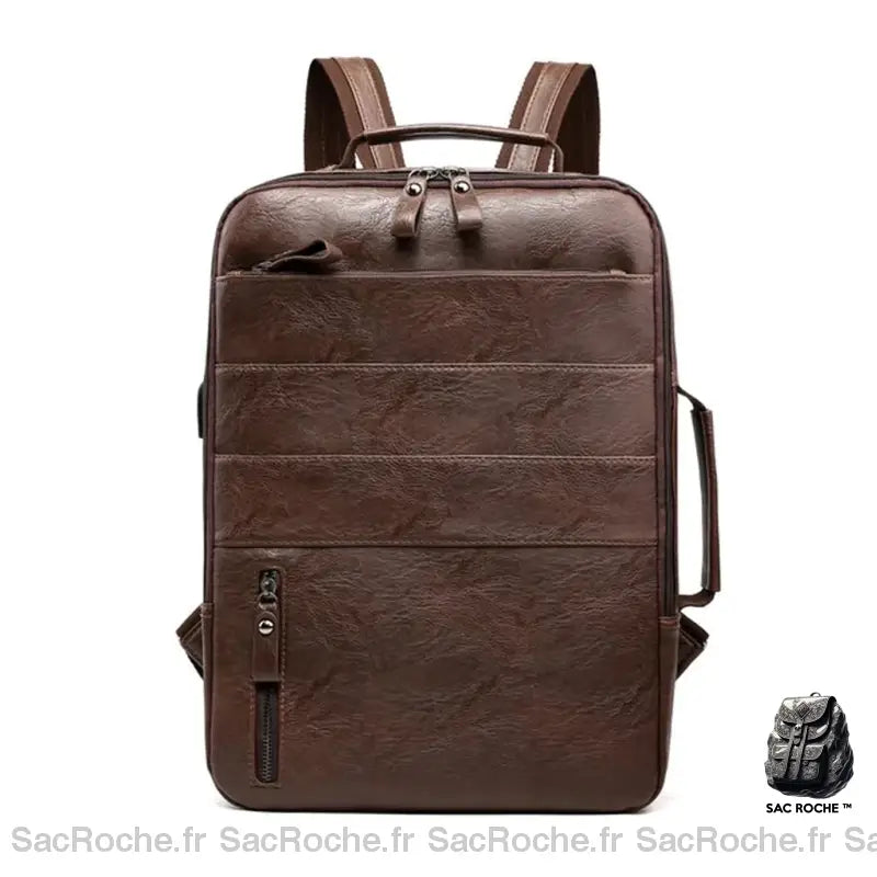 Sac À Dos Simili Cuir Homme Marron Sac