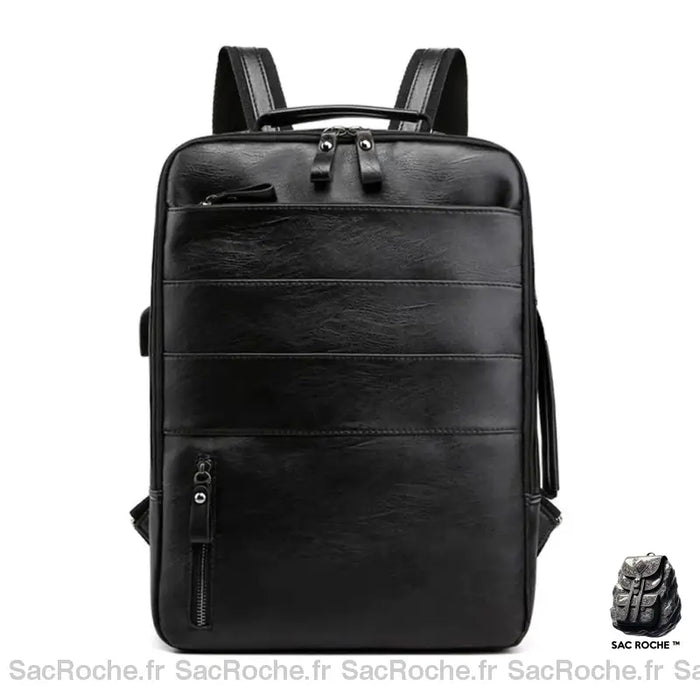 Sac À Dos Simili Cuir Homme Noir Sac