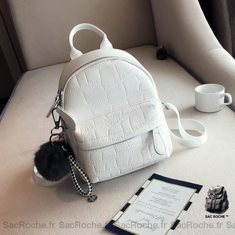 Petit sac à dos en similicuir - Blanc, M - Sac à dos Sac à dos fille