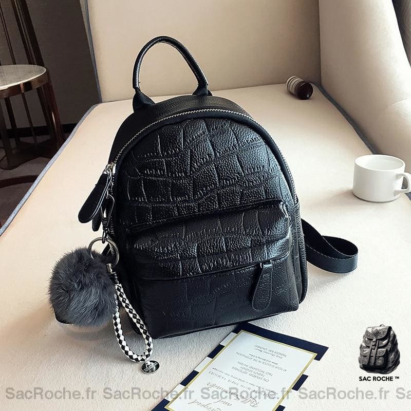 Petit sac à dos en similicuir - Noir, M - Sac à dos Sac à main