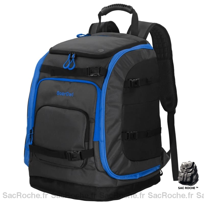 Sac à dos de Ski de grande capacité 50L étanche avec attaches pour matériel noir avec un fond blanc