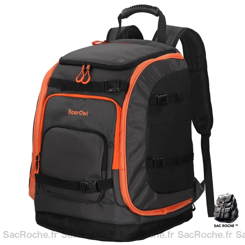 Sac à dos de Ski de grande capacité 50L étanche avec attaches pour matériel noir avec un fond blanc