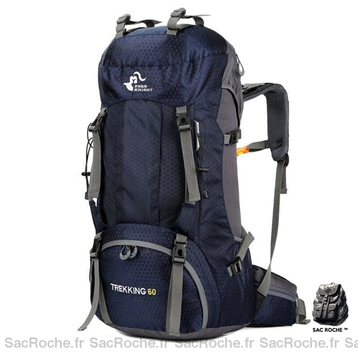 Sac à dos pour le ski de 60L bleu avec un fond blanc