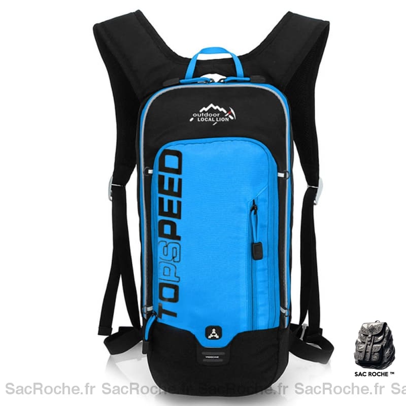 Sac à dos pour le ski 6L imperméable et respirant bleu et noir avec un fond blanc