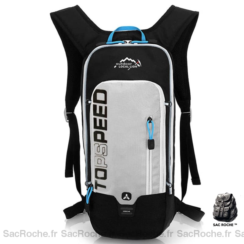 Sac à dos pour le ski 6L imperméable et respirant gris et noir avec un fond blanc