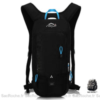 Sac à dos pour le ski 6L imperméable et respirant noir et bleu avec un fond blanc