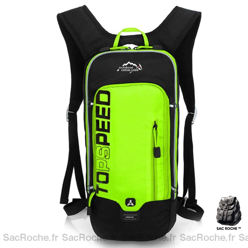 Sac à dos pour le ski 6L imperméable et respirant vert et noir avec un fond blanc