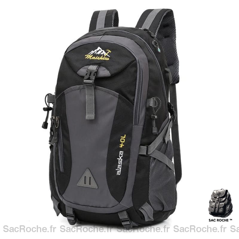 Sac à dos de ski avec USB en noir et gris