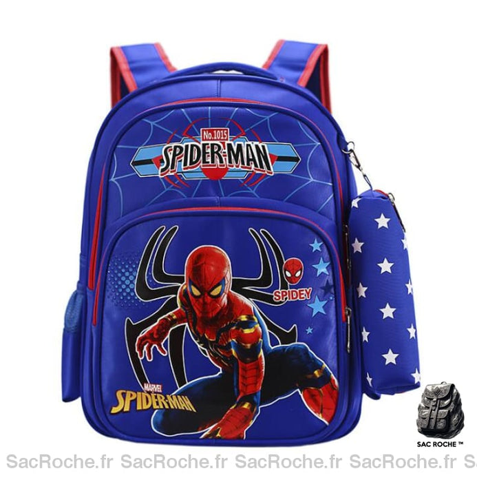 Sac à dos Spiderman avec trousse bleu avec un fond blanc