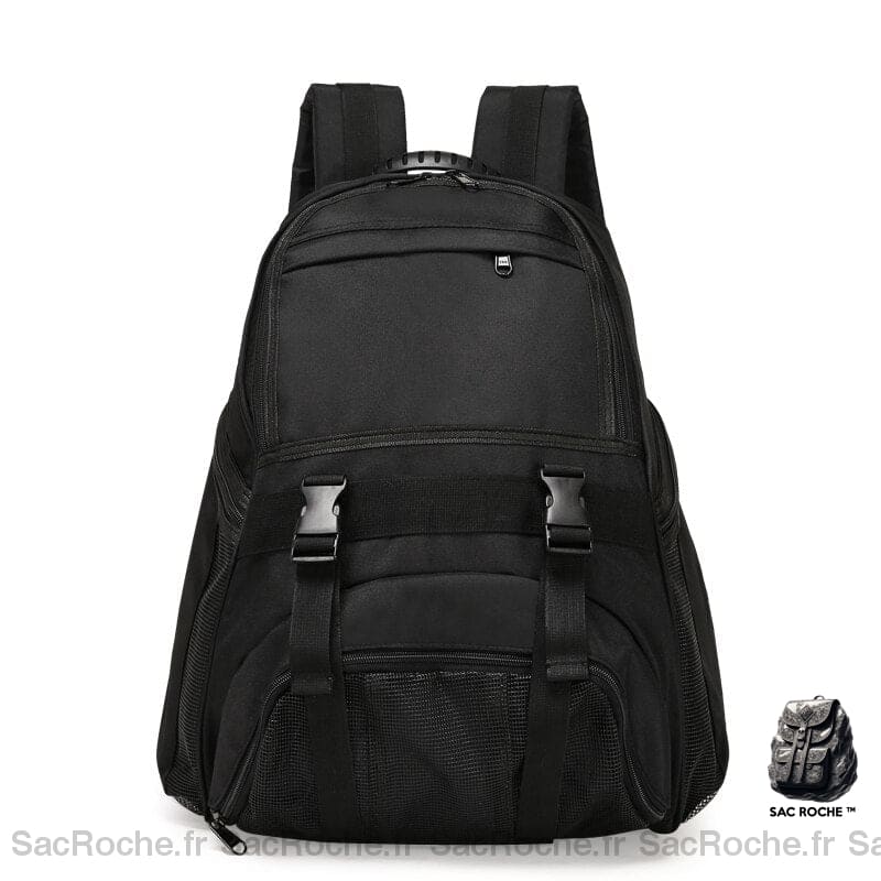Sac à dos sport avec poche pour ballon noir avec un fond blanc