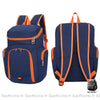 Sac à dos sport multi-poche pour ballon bleu et orange avec un fond blanc