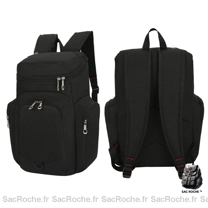 Sac à dos sport multi-poche pour ballon noir avec un fond blanc