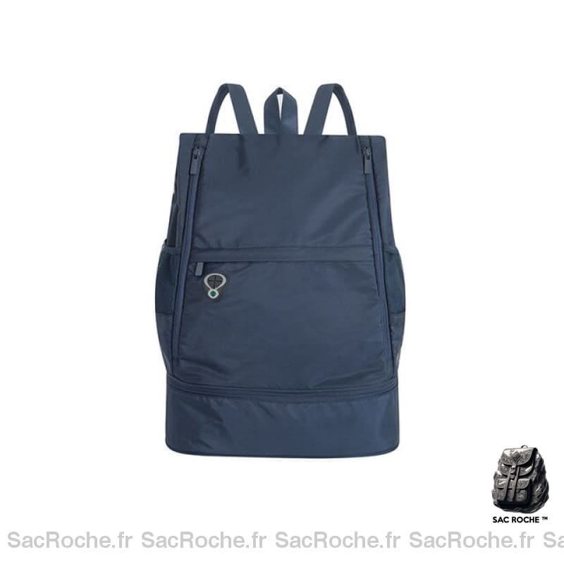 Sac à dos femme sport yoga bleu avec un fond blanc