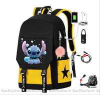 Sac à dos Stitch USB - modèle Jaune - Sac Roche ™