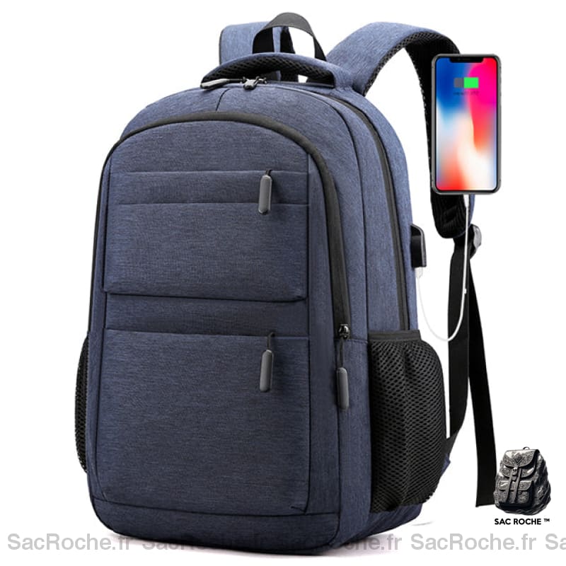 Sac À Dos Tendance Et Robuste - Poches Multiples Collège/Lycée Bleu Sac A Dos Ordinateur