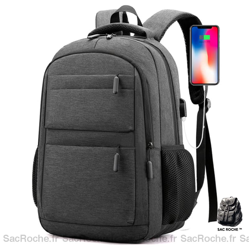 Sac À Dos Tendance Et Robuste - Poches Multiples Collège/Lycée Gris Foncé Sac A Dos Ordinateur