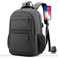 Sac à Dos Tendance et Robuste - Poches Multiples - Collège/Lycée - modèle Gris foncé - Sac Roche ™