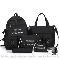 Sac à dos toile ado/femme - Ensemble - modèle Noir - Sac Roche ™