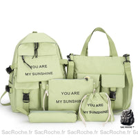 Sac à dos toile ado/femme - Ensemble - modèle Vert - Sac Roche ™