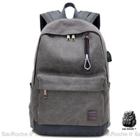 Sac à Dos Toile Collège Lycée Fonctionnel - modèle Gris - Sac Roche ™