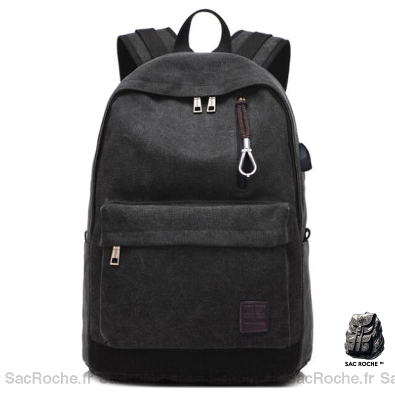 Sac À Dos Toile Collège Lycée Fonctionnel Noir Sacs Dos Scolaire