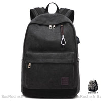 Sac à Dos Toile Collège Lycée Fonctionnel - modèle Noir - Sac Roche ™