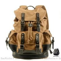 Sac à dos toile cuir vert étudiant - Sac Roche ™