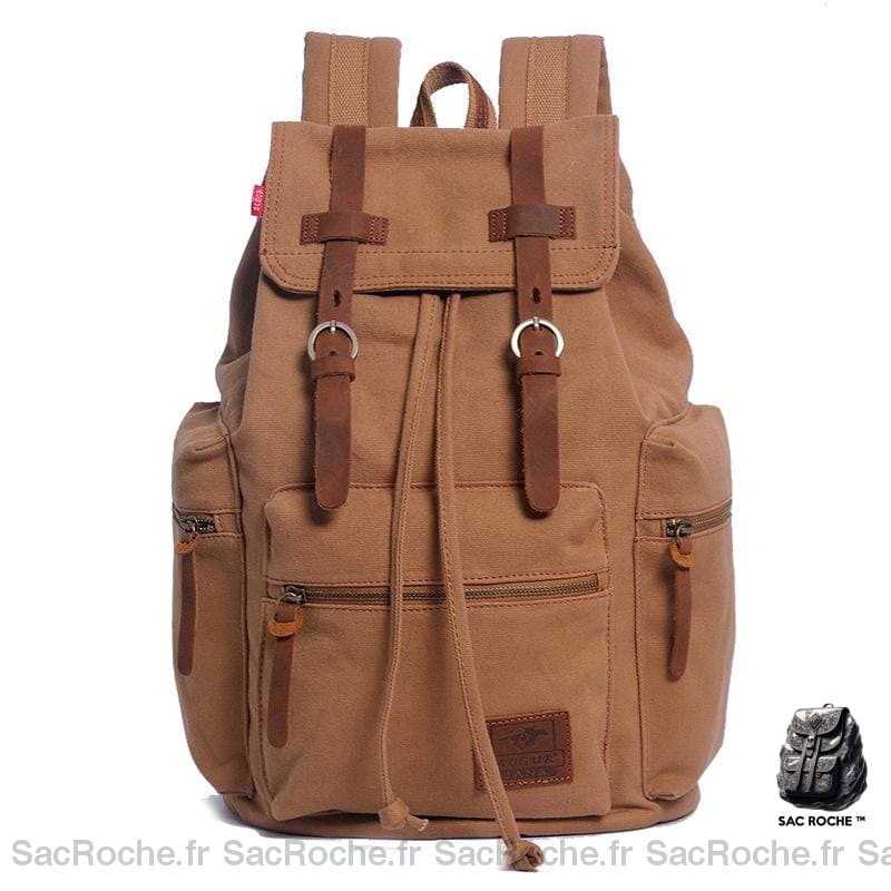 Sac à dos en toile pour homme - Marron - Sac à dos scolaire Sac à dos