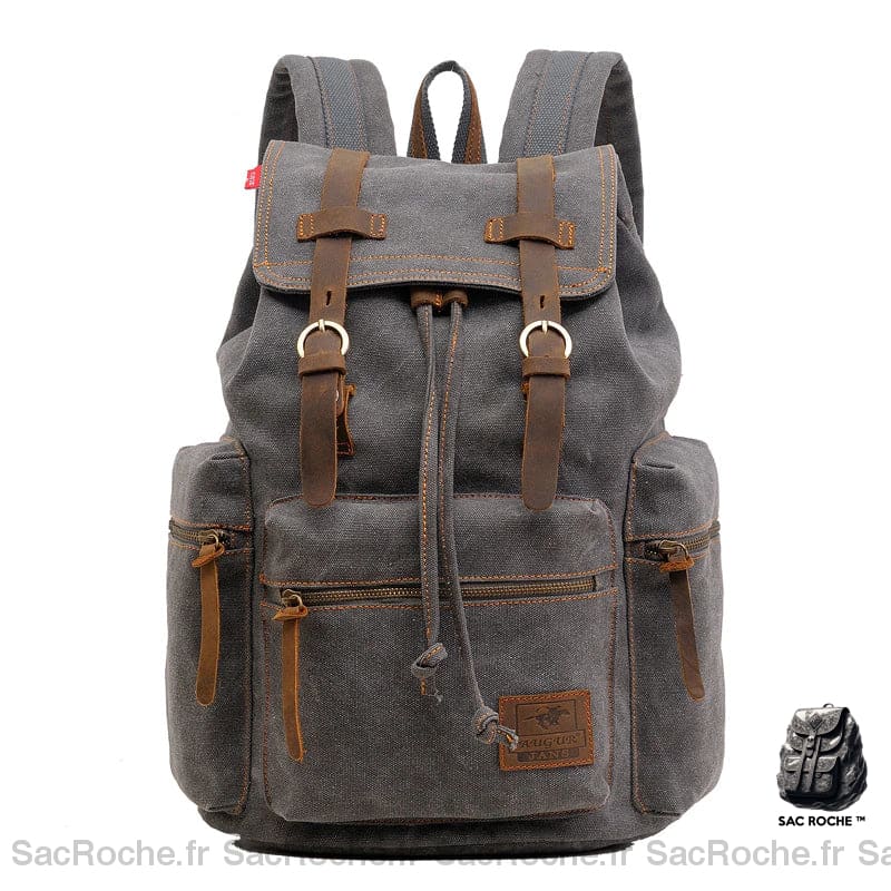 Sac à dos en toile pour homme - Gris - Sac à dos scolaire Sac à dos