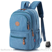 Sac à Dos Toile Vintage Collège Lycée - modèle Bleu - Sac Roche ™