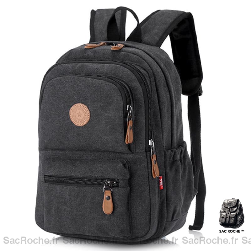 Sac À Dos Toile Vintage Collège Lycée Noir Sac Dos Vintage