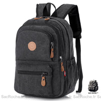 Sac à Dos Toile Vintage Collège Lycée - modèle Noir - Sac Roche ™