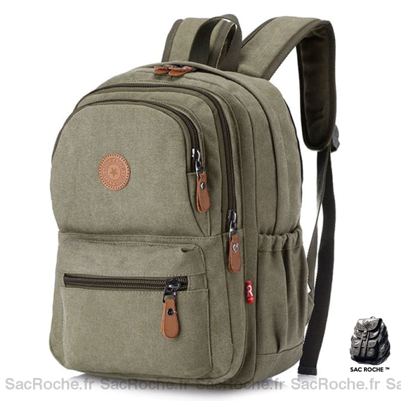 Sac À Dos Toile Vintage Collège Lycée Vert Sac Dos Vintage