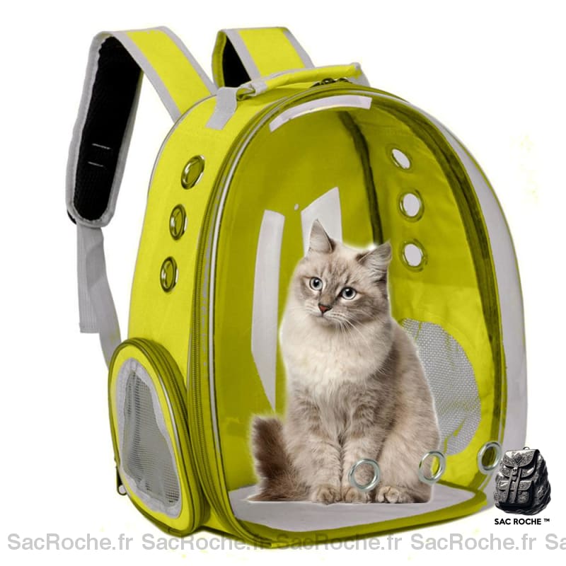 Sac à dos transparent pour petit animal de compagnie - Jaune - Chat Chien