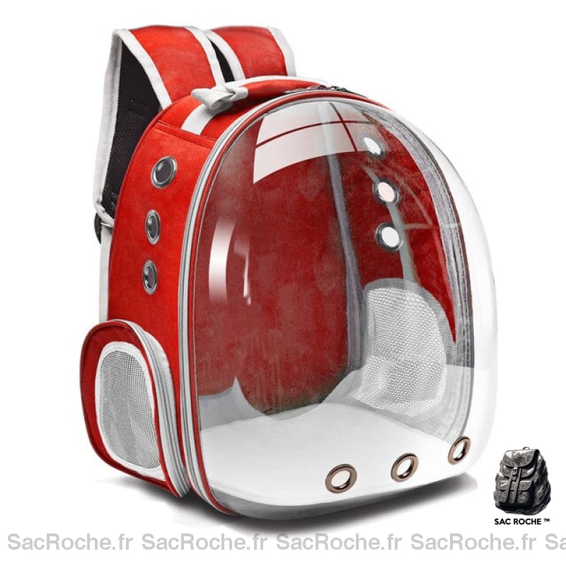 Sac à dos transparent pour petit animal de compagnie - Rouge - Chat Chien