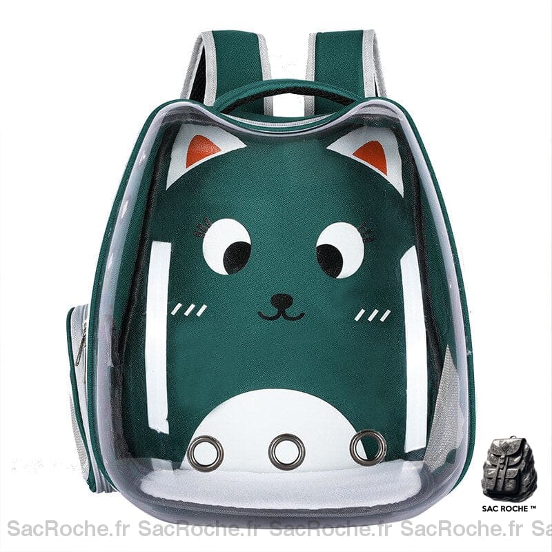Sac à dos transparent motif dessin animé pour chat fond vert avec motif chat à la mode