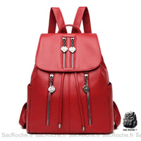 Sac à Dos Trapèze Femme Rabat Gris - modèle Rouge - Sac Roche ™