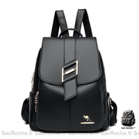Sac À Dos Urbain Femme Cuir Noir Noir Sac A