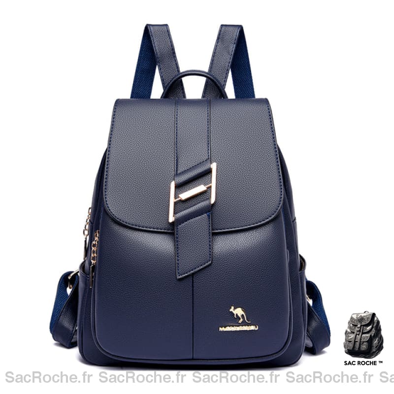 Sac À Dos Urbain Femme Cuir Noir Bleu Sac A