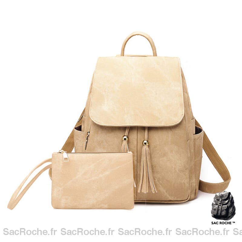 Sac À Dos Urbain Femme Imperméable Simili Cuir Beige Sac A Dos Femme