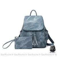 Sac à Dos Urbain Femme Imperméable Simili Cuir - modèle Bleu - Sac Roche ™