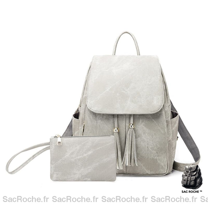 Sac À Dos Urbain Femme Imperméable Simili Cuir Gris Sac A Dos Femme