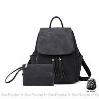 Sac à Dos Urbain Femme Imperméable Simili Cuir - modèle Noir - Sac Roche ™