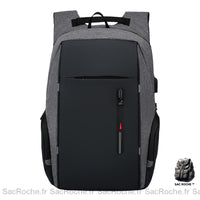 Sac à dos USB décontracté - modèle Gris - Sac Roche ™