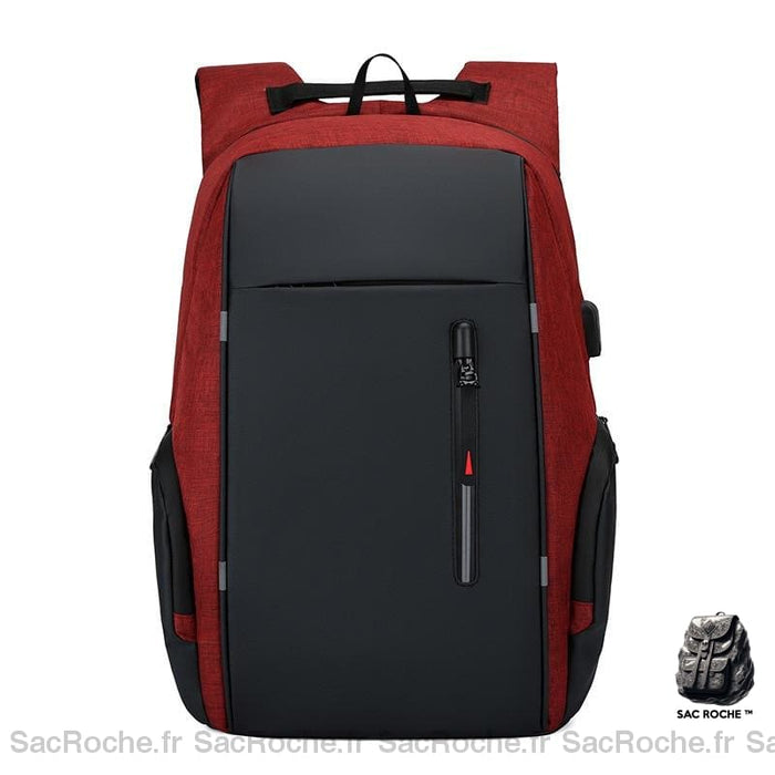 Sac à dos décontracté avec chargeur USB - Rouge - Sac à dos pour ordinateur portable Sac à dos